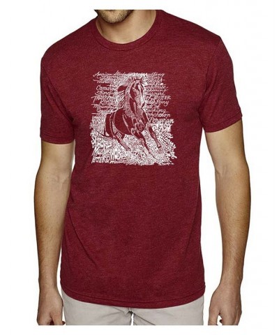 Men's Premium Word Art T-Shirt - Horse Breeds Red $20.70 T-Shirts