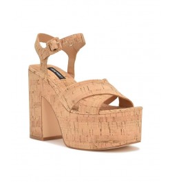 Women's Rilay Ankle Strap Platform Dress Sandals Tan/Beige $44.03 Shoes