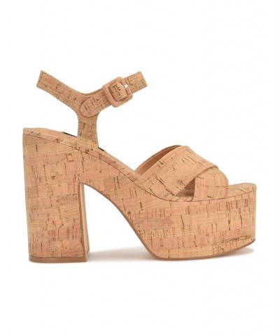 Women's Rilay Ankle Strap Platform Dress Sandals Tan/Beige $44.03 Shoes