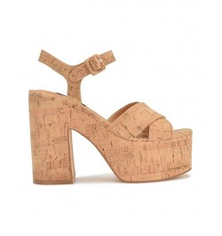 Women's Rilay Ankle Strap Platform Dress Sandals Tan/Beige $44.03 Shoes