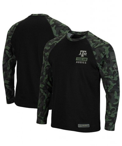 Men's Black Texas A&M Aggies OHT Military-Inspired Appreciation Camo Raglan Long Sleeve T-shirt $27.99 T-Shirts