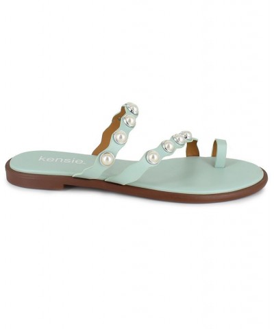 Women's Maltese Flat Sandals Green $27.02 Shoes