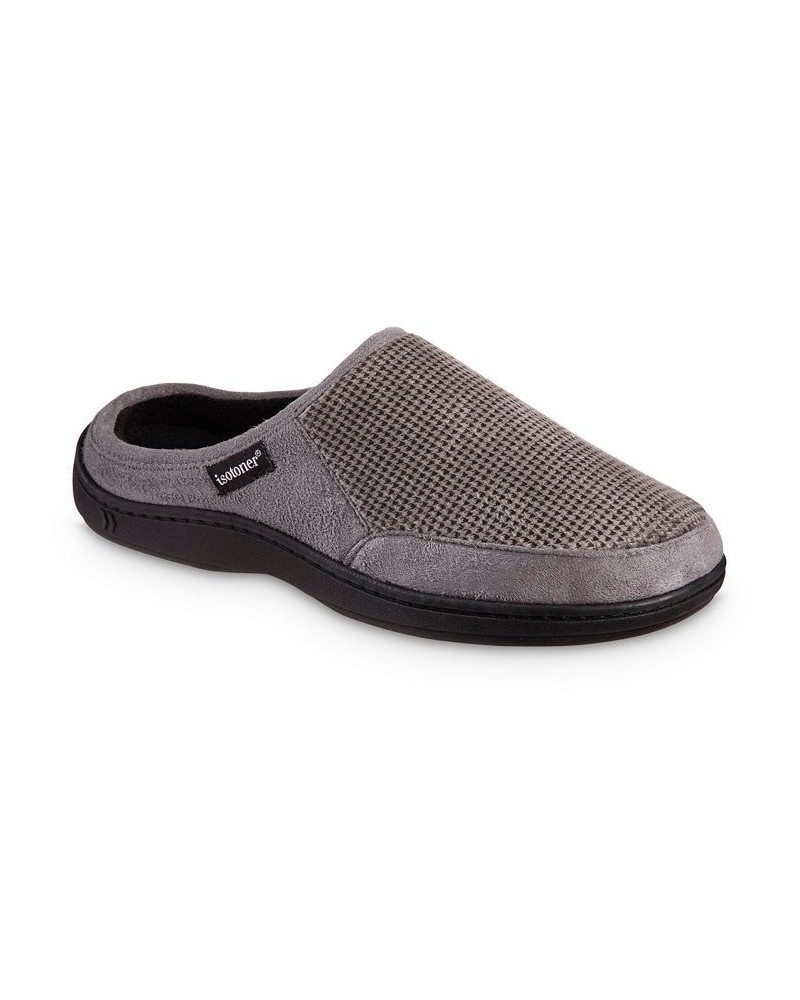 Men's Advanced Memory Foam Microsuede and Houndstooth Jasper Hoodback Comfort Slippers Ash $15.18 Slippers