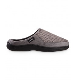 Men's Advanced Memory Foam Microsuede and Houndstooth Jasper Hoodback Comfort Slippers Ash $15.18 Slippers