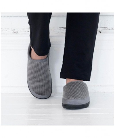 Men's Advanced Memory Foam Microsuede and Houndstooth Jasper Hoodback Comfort Slippers Ash $15.18 Slippers