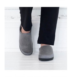 Men's Advanced Memory Foam Microsuede and Houndstooth Jasper Hoodback Comfort Slippers Ash $15.18 Slippers