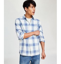 Men's Brock Classic-Fit Textured Plaid Button-Down Shirt White $19.50 Shirts