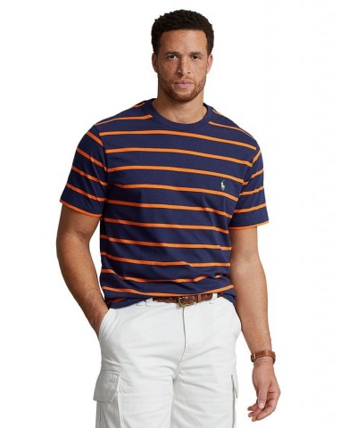 Men's Big & Tall Striped Jersey T-Shirt Blue $32.50 T-Shirts