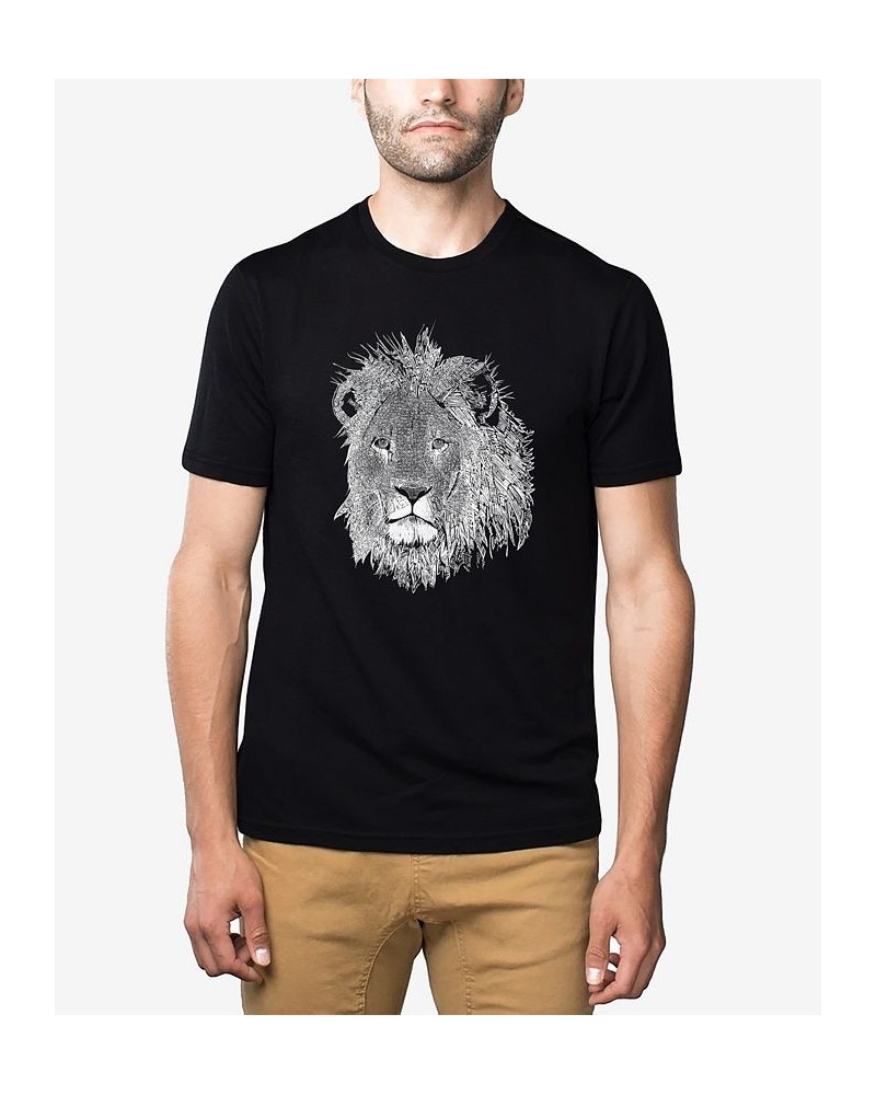 Men's Premium Blend Word Art Lion T-shirt Black $25.19 T-Shirts