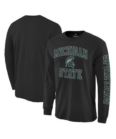 Men's Branded Black Michigan State Spartans Distressed Arch Over Logo Long Sleeve Hit T-shirt $12.80 T-Shirts