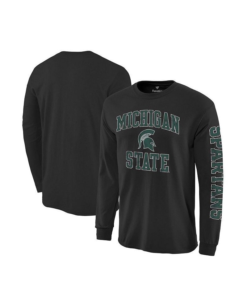 Men's Branded Black Michigan State Spartans Distressed Arch Over Logo Long Sleeve Hit T-shirt $12.80 T-Shirts