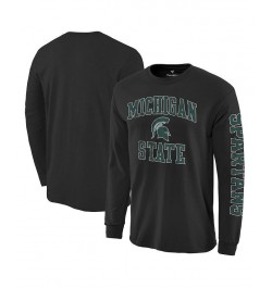 Men's Branded Black Michigan State Spartans Distressed Arch Over Logo Long Sleeve Hit T-shirt $12.80 T-Shirts