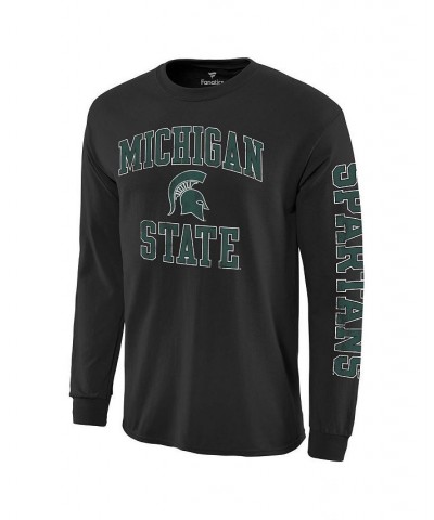 Men's Branded Black Michigan State Spartans Distressed Arch Over Logo Long Sleeve Hit T-shirt $12.80 T-Shirts