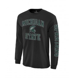 Men's Branded Black Michigan State Spartans Distressed Arch Over Logo Long Sleeve Hit T-shirt $12.80 T-Shirts