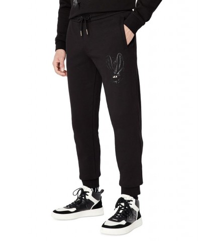 Men's Joggers with Metallic Bunny Logo Black $31.92 Pants