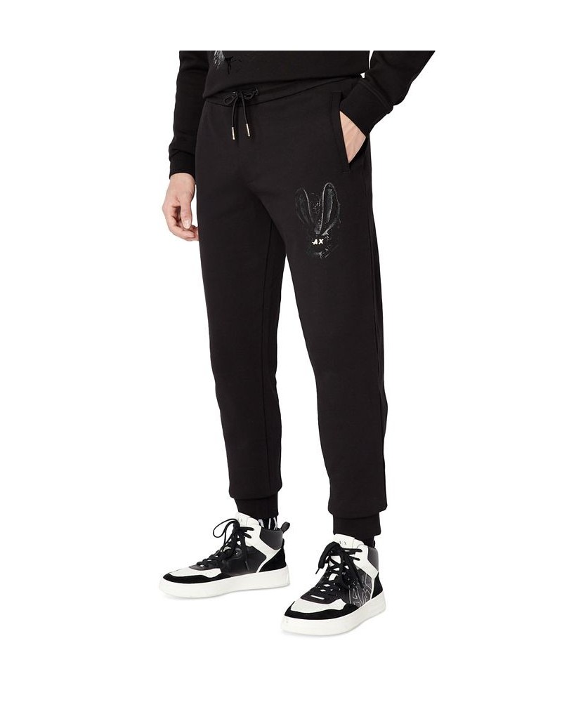 Men's Joggers with Metallic Bunny Logo Black $31.92 Pants