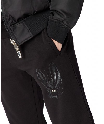 Men's Joggers with Metallic Bunny Logo Black $31.92 Pants