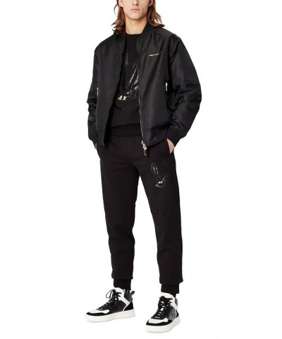 Men's Joggers with Metallic Bunny Logo Black $31.92 Pants