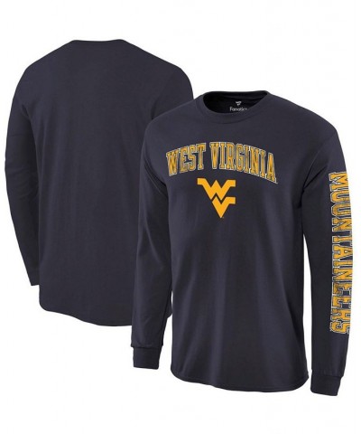 Men's Navy West Virginia Mountaineers Distressed Arch Over Logo Long Sleeve Hit T-shirt $17.59 T-Shirts