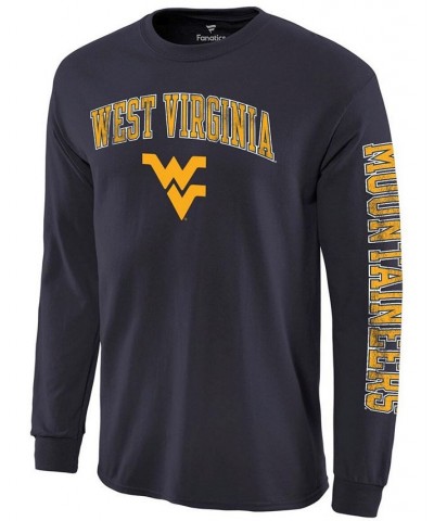 Men's Navy West Virginia Mountaineers Distressed Arch Over Logo Long Sleeve Hit T-shirt $17.59 T-Shirts