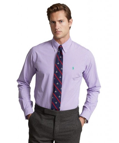 Men's Classic-Fit Gingham Stretch Poplin Shirt Purple $44.55 Shirts