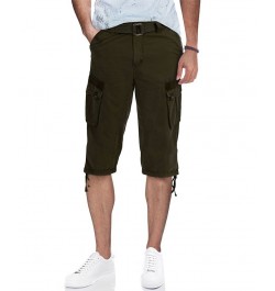 Men's Belted Capri Cargo Shorts Olive $23.75 Shorts