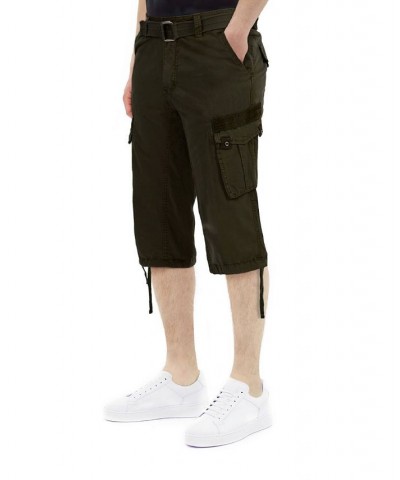 Men's Belted Capri Cargo Shorts Olive $23.75 Shorts