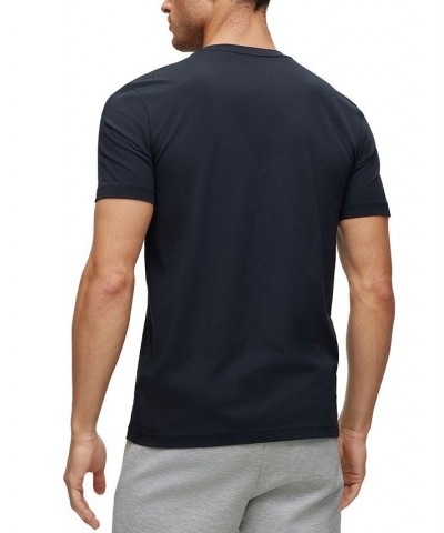 BOSS Men's Stretch-Cotton T-shirt with Artwork and Circular Logo Blue $45.76 T-Shirts