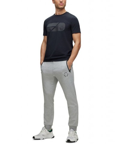 BOSS Men's Stretch-Cotton T-shirt with Artwork and Circular Logo Blue $45.76 T-Shirts