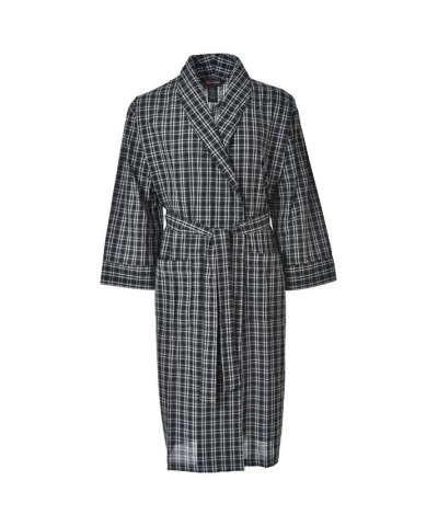 Hanes Men's Big and Tall Woven Shawl Robe Black Plaid $14.80 Pajama