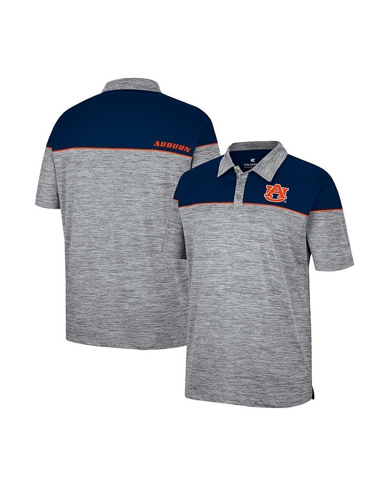 Men's Heathered Gray, Navy Auburn Tigers Birdie Polo Shirt $28.59 Polo Shirts