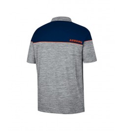 Men's Heathered Gray, Navy Auburn Tigers Birdie Polo Shirt $28.59 Polo Shirts