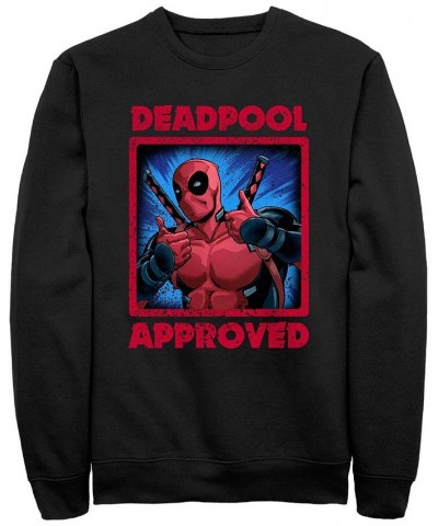 Men's Deadpool Approved Crew Fleece Pullover Black $29.67 Sweatshirt