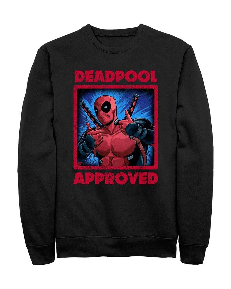 Men's Deadpool Approved Crew Fleece Pullover Black $29.67 Sweatshirt