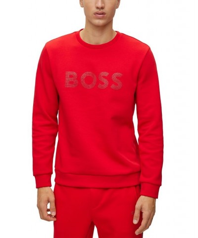 BOSS Men's Rhinestone Logo Sweatshirt Red $104.72 Sweatshirt