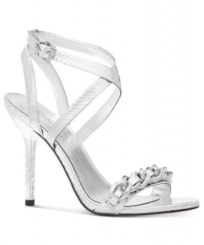 Women's Asha Crisscross Ankle-Strap Dress Sandals Silver $72.60 Shoes