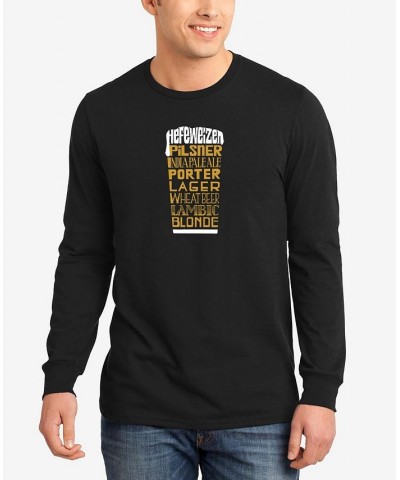 Men's Styles of Beer Word Art Long Sleeves T-shirt Black $16.40 T-Shirts