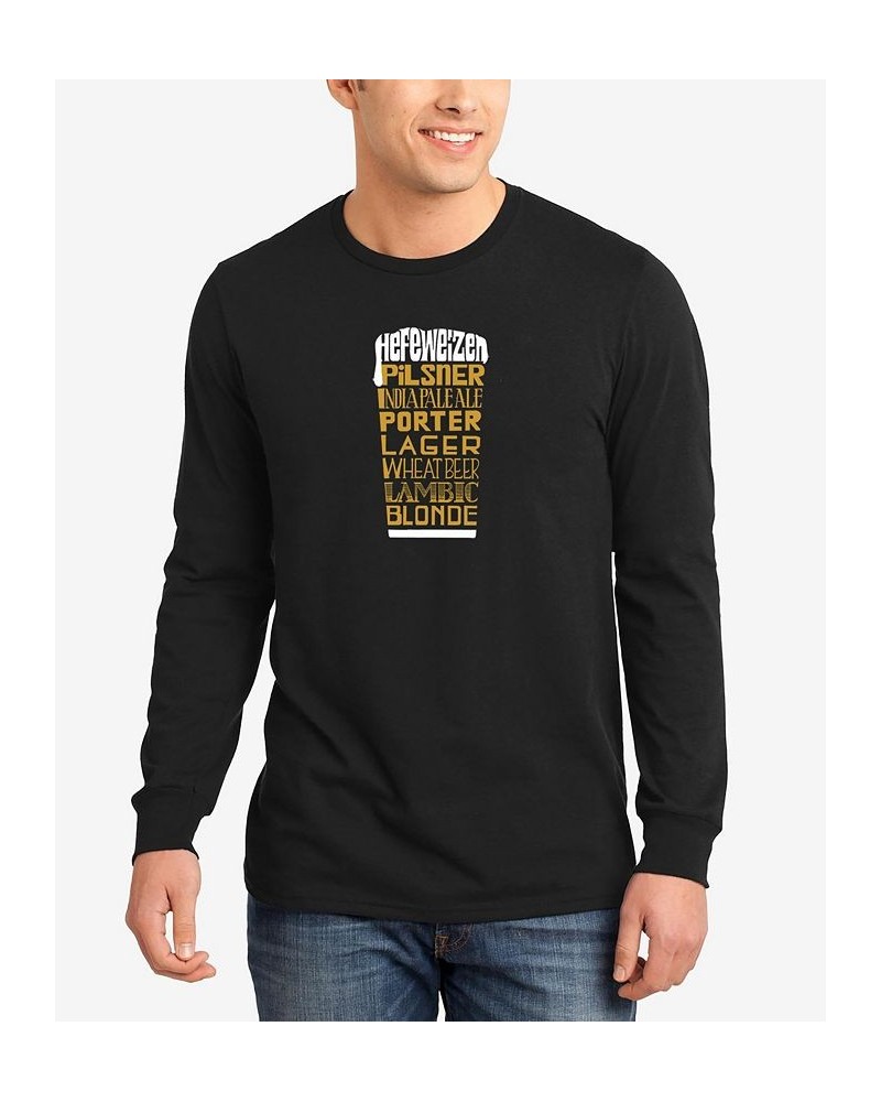 Men's Styles of Beer Word Art Long Sleeves T-shirt Black $16.40 T-Shirts