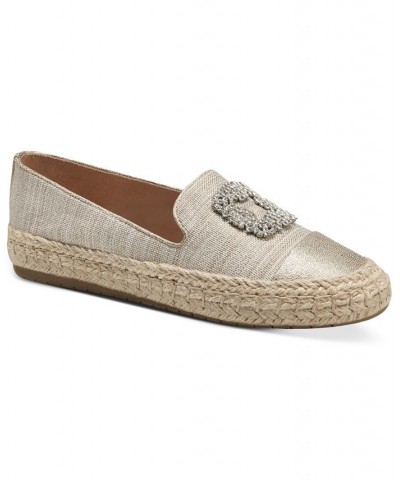 Jaylee Embellished Slip-On Espadrille Loafer Flats Gold $36.14 Shoes