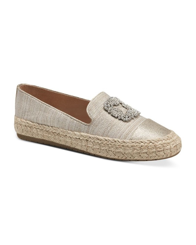 Jaylee Embellished Slip-On Espadrille Loafer Flats Gold $36.14 Shoes