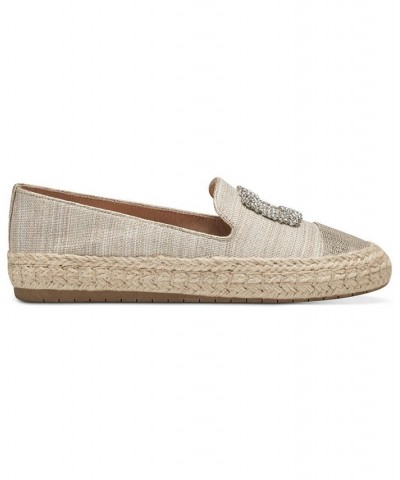 Jaylee Embellished Slip-On Espadrille Loafer Flats Gold $36.14 Shoes