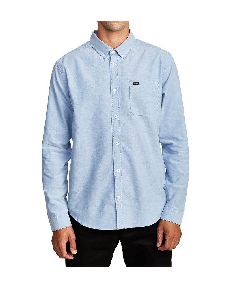 Men's Long Sleeve Woven Shirt Blue $30.40 Shirts