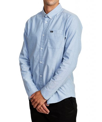 Men's Long Sleeve Woven Shirt Blue $30.40 Shirts