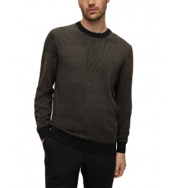 BOSS Men's Patchwork-Effect Responsible Wool Sweater Black $64.45 Sweaters