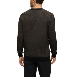 BOSS Men's Patchwork-Effect Responsible Wool Sweater Black $64.45 Sweaters