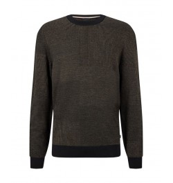 BOSS Men's Patchwork-Effect Responsible Wool Sweater Black $64.45 Sweaters