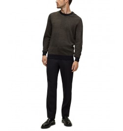 BOSS Men's Patchwork-Effect Responsible Wool Sweater Black $64.45 Sweaters