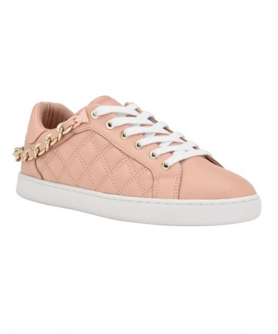 Women's Reney Stylish Quilted Sneakers with Chain Ornament Pink $35.60 Shoes