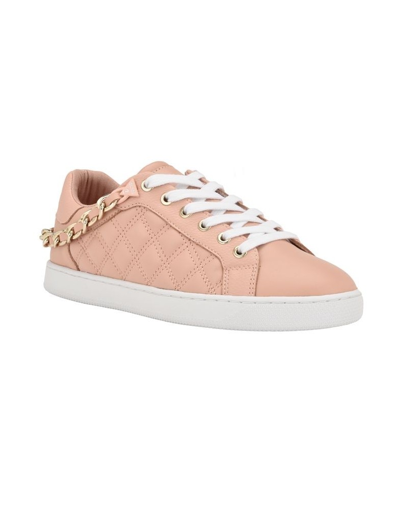 Women's Reney Stylish Quilted Sneakers with Chain Ornament Pink $35.60 Shoes