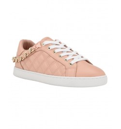 Women's Reney Stylish Quilted Sneakers with Chain Ornament Pink $35.60 Shoes